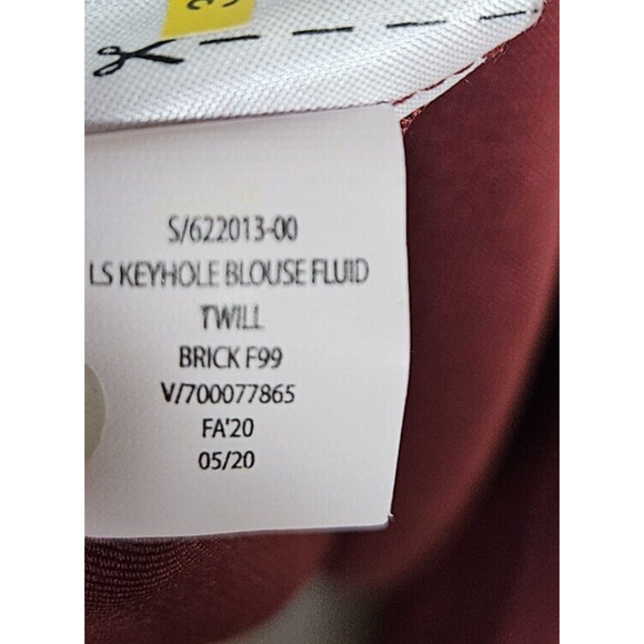 Banana Republic Twill Keyhole Blouse Size Large Brick Red Business Casual Party - Picture 10 of 11